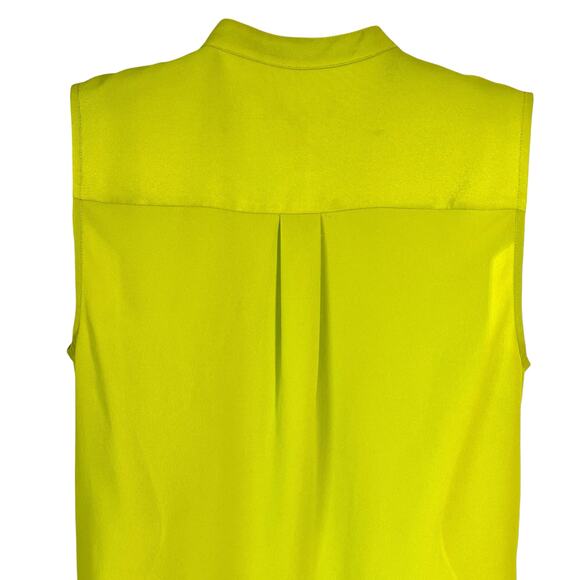 Michael Kors Sleeveless Dress Top Womens Med. Lime Green Button Down Blouse Glam - Picture 7 of 14